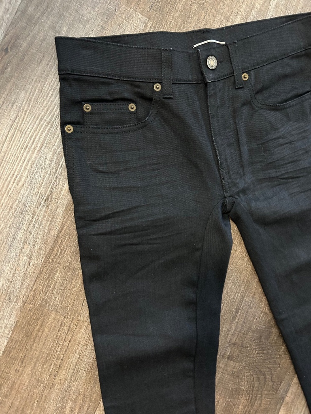 Saint Laurent EUC authentic D02 MSK LW Yves black skinny tapered jeans 28